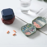 Portable medicine box, mini six grid pill capsule packaging box, household moisture-proof classification