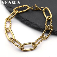 Stainless Steel Gold Plated Bracelet &amp; Bangle for Women Men Trendy Bracelet Chain Jewelry Party Gifts Bijoux Pulsera BLT15S02