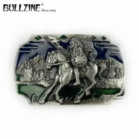 Bullzine horse driver belt buckle with pewter finish FP-03581 suitable for 4cm width snap on belt