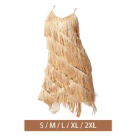 Flapper Dresses for Women 1920S Sleeveless Outfit Sequin Fringe Flapper Dress for Nightclub Performance Prom Beach Tango