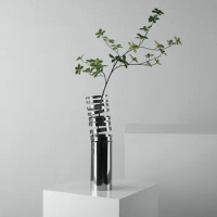 Modern Creative Stainless Steel Magic Ring Flower Vase Straight Metal Vase Ornament Living Room Flower Arrangement Decoration