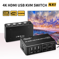 4พอร์ต KVM Switch รองรับ KVM Switch 4K 2พอร์ต USB HDMI KVM Switch สำหรับ2 PC แล็ปท็อปแชร์ HDMI Monitor &amp; Mouse Keyboard