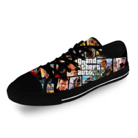 GTA 5 Game Grand Theft Auto Casual Funny Cloth 3D Print Low Top Canvas Fashion Shoes Men Women Lightweight Breathable Sneakers