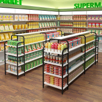 【限時優惠】超市貨架展示架便利店小賣部商店單雙面多層掛鉤零食置物架中島柜