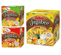 【江戶物語】盒裝5袋入 calbee 卡樂比 Jagabee 加卡比 鹽味/幸福奶油/奶油醬油 薯條 日本進口