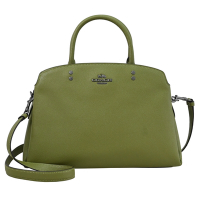 COACH 金屬LOGO防刮皮革三層兩用手提包(橄欖綠)