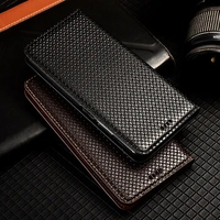 Grid Pattern Genuine Flip Leather Case For Asus Zenfone 5 5Z 6 7 Pro 8 Flip ZS620KL ZS630KL ZE620KL Phone Wallet Cover Cases