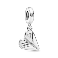 จี้ชาร์ม Paper plane silver dangle with clear cubic zirconia สีเงิน