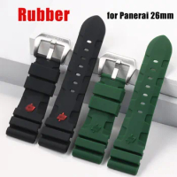 26mm Rubber Watch Band for Panerai SUBMERSIBLE PAM 111 441 386 Soft Silicone Waterproof Men Women Accessories Watch Bracelet