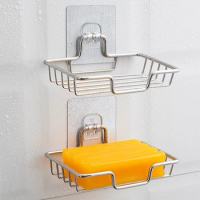Soap Rack Wall Mounted Soap Holder Stainless Steel Soap Sponge Dish Bathroom Accessories Soap Dishes Self Adhesive