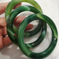 100% real jade bangle round bracelets natural agate handmade jade bracelets green jade bangles bracelet for women