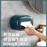 【壁掛質感】輕奢彈簧衛生紙盒(面紙盒 紙巾盒 抽紙盒 置物架 收納盒 口罩盒 防塵盒 置物盒 整理盒 濕紙巾)
