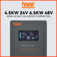PowMr 4.5KW 24V 6.5KW 48V MPPT Hybrid Inverter Off Grid Solar Inverter Pure Sine Wave Max PV Input 6500W 6000W 450V