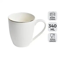 Mug Cangkir Gelas Panas Dingin Dengan Pegangan Dan List Gold Mewah Bahan Premium Keramik Bone China