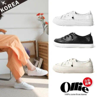 【OLLIE】韓國空運/版型偏小。素色柔軟皮革拼接厚底/小白鞋/休閒鞋(72-0968/三色/現+預)