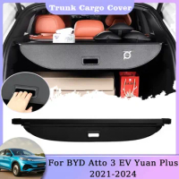 Car Rear Trunk Cargo Cover For BYD Atto 3 Atto3 EV Yuan Plus 2021 2022 2023 2024 Waterproof Sorage Luggage Shield Accessories