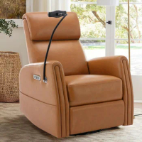 Living room chair,270 ° electric rotating lounge chair with detachable and mobile iPad stand,PU leather living room lounge chair