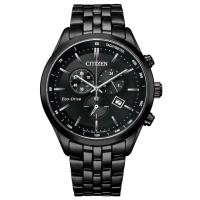 【CITIZEN 星辰】GENTS系列 光動能計時碼表時尚潮男腕錶-黑42mm(AT2145-86E 藍寶石水晶玻璃)