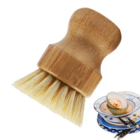 Bamboo Dish Scrub Brush Soap Dish Kitchen Wooden Dish Scrubber Cleaning Brush For Washing Dish Cast Iron Pan Pot Kitchen Scrub