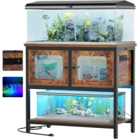 40 Gallon Fish Tank Stand with Magic Power Outlets and Smart LED Lights, Aquarium Stand with Storage Cabinet, Reptile Tank Stand