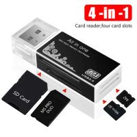 4 In 1 Micro SD Card Reader Adapter SDHC MMC USB SD Memory T-Flash M2 MS Duo USB 2.0 4 Slot Memory Card Readers Adapter Support