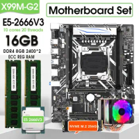 SZMZ X99M-G2 LGA 2011-3 XEON X99 Motherboard with Intel E5 2666v3 with 2*8G DDR4 2400MHZ NON-ECC memory 256GB M.2SSD+Cooler kit