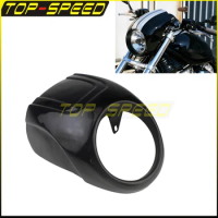 5 3/4" Front Cowl Fairing Cafe Racer Headlight Lamp Fairing Mask for Harley Sportster XL 883 1200 48 72 Dyna Softail Touring XS