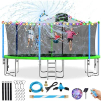 16FT Trampoline for Kids Recreational Trampolines with Safety Enclosure Net Basketball Hoop and Ladder