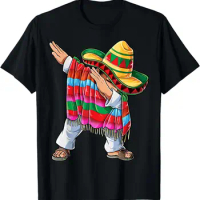 Dabbing Mexican Poncho Cinco De Mayo Boys Men Short Sleeve Sombrero Dab T-Shirt Women Men Clothing Tops Camisetas
