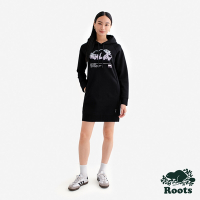 Roots女裝- NEON BEAVER 連帽洋裝-黑色