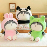 22/40cm Đồ mèo tabby hoạt hình, chơi nhồi bông nhỏ có mũ, panda, ếch, thỏ, đồ cosplay động vật, quà 