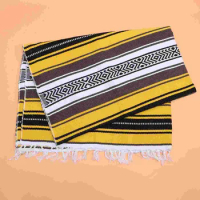 Blended Mexican Blanket Yoga Mat Cape Woven Blanket for Bedroom Sofa Car (Yellow, 130x180cm)