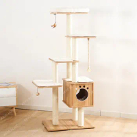 Wooden Large Luxury Cat Climbing Rack Wooden Nest Tree Rack Integrated pet Supplies