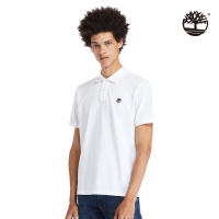 【Timberland】男款白色休閒短袖Polo衫(A24H2100)