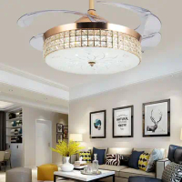 Crystal Ceiling Fan With Lights 42 Inch Remote Control 110V 220V Large Wind Ceiling Fan Nordic Home Decorative Fans Light