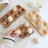 Solid wood egg storage box, acacia duck egg tray, refrigerator and kitchen egg tray