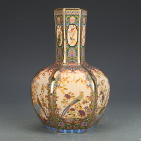 景德鎮陶瓷器擺件雍正琺瑯彩天球瓶仿古瓷器古董古玩玄關干花花瓶