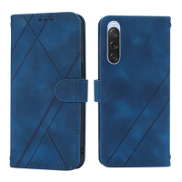 Flip Leather Line Phone Case For Sony Xperia 1 5 10 IV V 2023 Solid Color Wallet Card Slot Cover Protective Shell