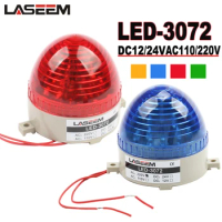 Small Signal Lamp AC 110V 220V/DC 12V 24V LED-3072 LED Flashing Warning Light Traffic Light Green Red Blue Yellow No Buzzer