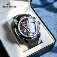 Reef Tiger/RT Famous Male Designer Sport Watch Calendar Week Automatic Mechanical Watch 100M Waterproof Rubber Strap Men Watch
