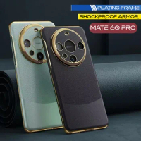 For Huawei Mate 60 Pro Case Electroplate Bumper Leather Cover Soft Silicone TPU Shockproof Protection Shell For Huawei Mate 60