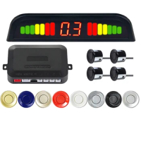 Reverse Radar Sound Alert Indicator System 8 Colors Car LED Parking Sensor Kit 4 Sensors