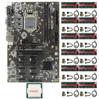 B250 Mining Motherboard 12 PCIE Slots LGA1151 DDR4 DIMM SATA3.0 with 12X Ver12 Pro PCIE Riser Card+1X G4400 CPU for BTC