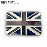 The Bullzine United Kingdom flag belt buckle with pewter finish and color enamel FP-02623 suitable for 4cm width belt