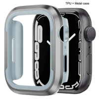 For apple watch 45mm 44mm 41mm 40mm case Metal + soft TPU cover for iwatch series 7/6/5/SE/4 apple watch case bumper Accessories