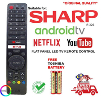 Sharp Android Smart Flat Panel TV Remote Control (IR-326) LC-60LE650M, LC-60UA6800X, 2T-C42BG1X, 2T-50BG1X, 4T-C50AL1X, 4T-C60AL1X, 4T-C60CK1X, 2T-C32BG1X, 2TC42BG1X, 2T-C50BG1X, LC45LE580X,LC50LE580X,LC60LE580X GB005WJSA,G004WJSA,G