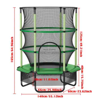 140/160CM Indoor Trampoline with Protection Net Jumping Bed Outdoor Trampolines Exercise Bed Fitness Equipment Adult Children