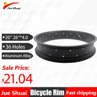 20'' 26''*4.0 Bicycle Wheel 36 Holes Snow Bike Rim Aluminum Alloy Electric Bike Fat Tire Rim 12G Spokes Fatbike Black Width 84cm