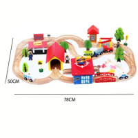 69pcs Small Train Track Scene Set For Children Wooden Track Toy Compatible With Wooden Track And Electric Train Wood Car Pd31