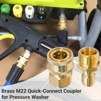 High-Performance M22 3/8 Quick Connector Set Adapter for Pressure Washer - Copper, Easy Connection, 